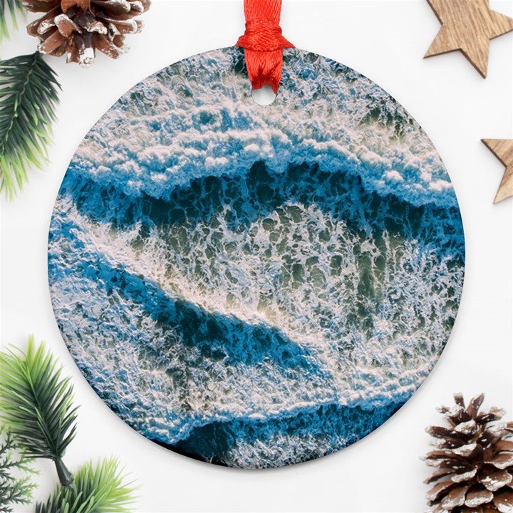 Waves Wave Nature Beach Round Ornament (Two Sides)