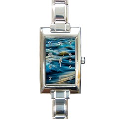 Waves Abstract Waves Abstract Rectangle Italian Charm Watch by Semog4