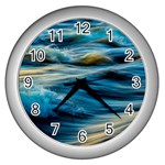 Waves Abstract Waves Abstract Wall Clock (Silver) Front