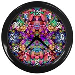 Flower Patterns Abstract Pattern Digital Art Wall Clock (Black) Front