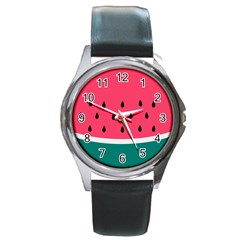 Watermelon Fruit Pattern Round Metal Watch by Semog4