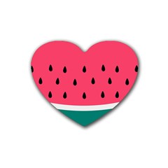 Watermelon Fruit Pattern Rubber Heart Coaster (4 Pack) by Semog4