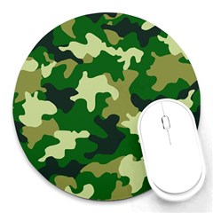 Green Military Background Camouflage Round Mousepad by Semog4