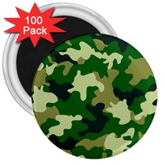 Green Military Background Camouflage 3  Magnets (100 Pack) by Semog4