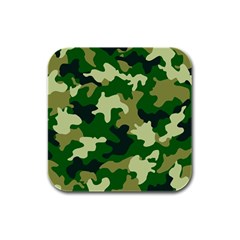 Green Military Background Camouflage Rubber Square Coaster (4 Pack) by Semog4