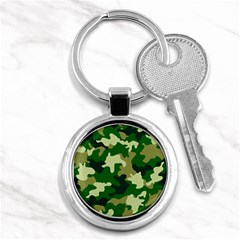 Green Military Background Camouflage Key Chain (round) by Semog4