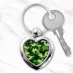 Green Military Background Camouflage Key Chain (heart) by Semog4