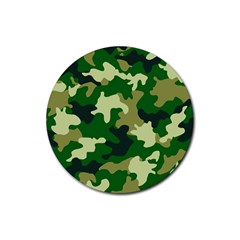 Green Military Background Camouflage Rubber Coaster (round) by Semog4