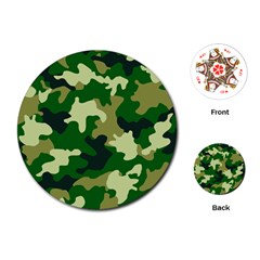 Green Military Background Camouflage Playing Cards Single Design (round)