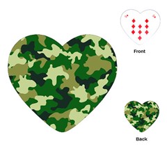 Green Military Background Camouflage Playing Cards Single Design (heart) by Semog4