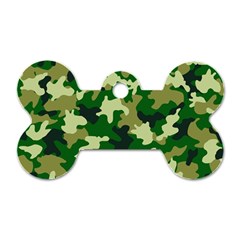 Green Military Background Camouflage Dog Tag Bone (two Sides) by Semog4