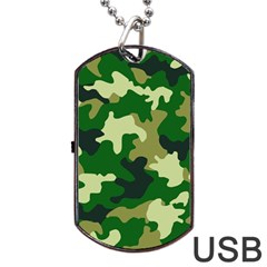 Green Military Background Camouflage Dog Tag Usb Flash (two Sides) by Semog4