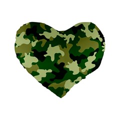 Green Military Background Camouflage Standard 16  Premium Heart Shape Cushions by Semog4