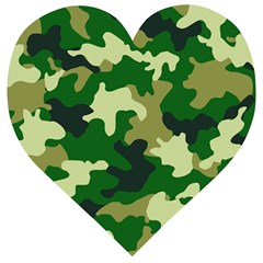 Green Military Background Camouflage Wooden Puzzle Heart by Semog4