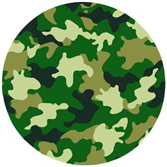 Green Military Background Camouflage Wooden Puzzle Round by Semog4