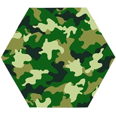 Green Military Background Camouflage Wooden Puzzle Hexagon by Semog4