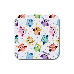 Owl Bird Rubber Square Coaster (4 Pack) by Semog4