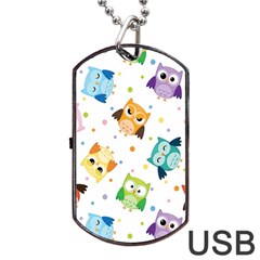 Owl Bird Dog Tag Usb Flash (two Sides) by Semog4