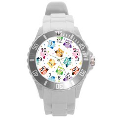 Owl Bird Round Plastic Sport Watch (l) by Semog4