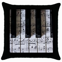 Music Piano Instrument Sheet Throw Pillow Case (black) by Semog4