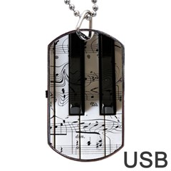 Music Piano Instrument Sheet Dog Tag Usb Flash (one Side) by Semog4