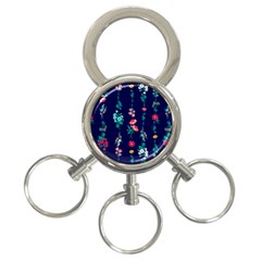 Flowers Pattern Bouquets Colorful 3-Ring Key Chain