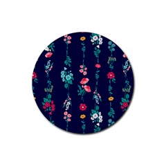 Flowers Pattern Bouquets Colorful Rubber Round Coaster (4 pack)