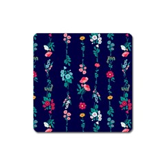 Flowers Pattern Bouquets Colorful Square Magnet