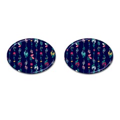 Flowers Pattern Bouquets Colorful Cufflinks (Oval)