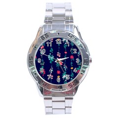 Flowers Pattern Bouquets Colorful Stainless Steel Analogue Watch