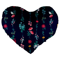 Flowers Pattern Bouquets Colorful Large 19  Premium Heart Shape Cushions