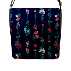 Flowers Pattern Bouquets Colorful Flap Closure Messenger Bag (L)