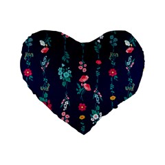 Flowers Pattern Bouquets Colorful Standard 16  Premium Flano Heart Shape Cushions