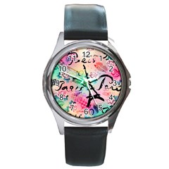 From Paris Abstract Art Pattern Round Metal Watch by Semog4