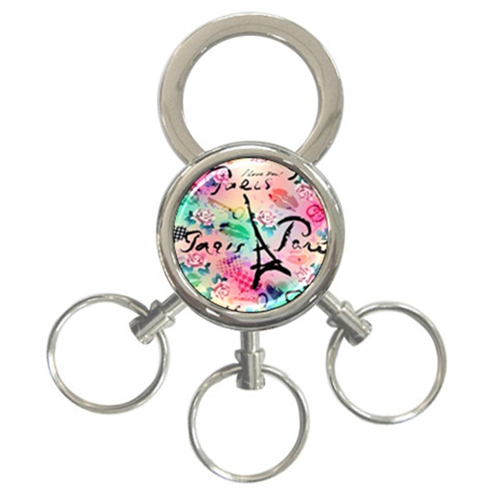 From Paris Abstract Art Pattern 3-Ring Key Chain