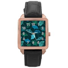 Pattern Plant Abstract Rose Gold Leather Watch  by Semog4