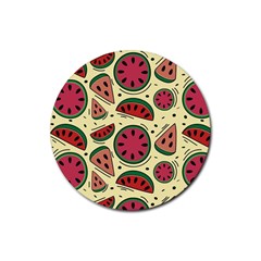 Watermelon Pattern Slices Fruit Rubber Round Coaster (4 Pack) by Semog4