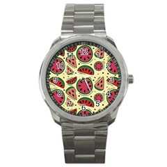 Watermelon Pattern Slices Fruit Sport Metal Watch by Semog4