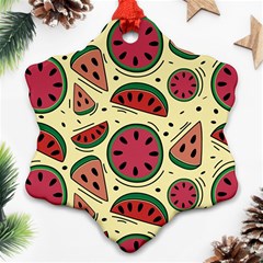 Watermelon Pattern Slices Fruit Snowflake Ornament (two Sides) by Semog4