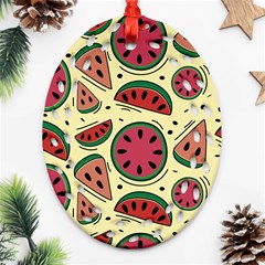 Watermelon Pattern Slices Fruit Oval Filigree Ornament (two Sides) by Semog4