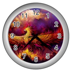 Phoenix Bird Wall Clock (silver) by Semog4