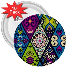 Ethnic Pattern Abstract 3  Buttons (10 Pack)  by Semog4