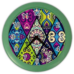 Ethnic Pattern Abstract Color Wall Clock by Semog4