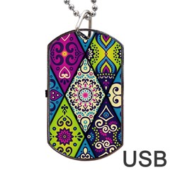 Ethnic Pattern Abstract Dog Tag Usb Flash (two Sides) by Semog4