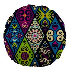 Ethnic Pattern Abstract Large 18  Premium Flano Round Cushions by Semog4