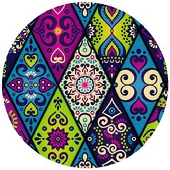 Ethnic Pattern Abstract Wooden Puzzle Round by Semog4