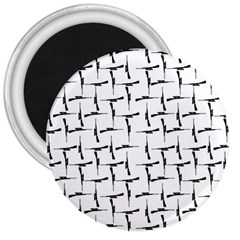 Precision Pursuit: Hunting Motif Black And White Pattern 3  Magnets by dflcprintsclothing