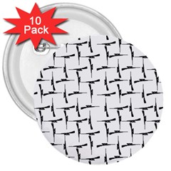 Precision Pursuit: Hunting Motif Black And White Pattern 3  Buttons (10 Pack)  by dflcprintsclothing