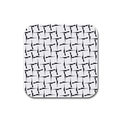 Precision Pursuit: Hunting Motif Black And White Pattern Rubber Square Coaster (4 Pack) by dflcprintsclothing