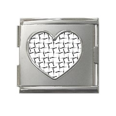 Precision Pursuit: Hunting Motif Black And White Pattern Mega Link Heart Italian Charm (18mm) by dflcprintsclothing